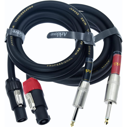 2 Pieces 12awg Speakon to 1/4" TS 1/4" Mono Gold Plated 6.35mm Adapter Speaker Cable PA Jack Pair Male Audio Port Plug Amplifier Connection DJ Amplifier Heavy Duty Bossina Cord Wire Feet (10 Feet) Feet