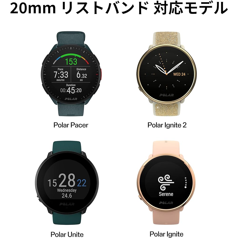 POLAR Silicone Buckle & Loop Wristband 20mm S-L [Genuine Japanese Product]