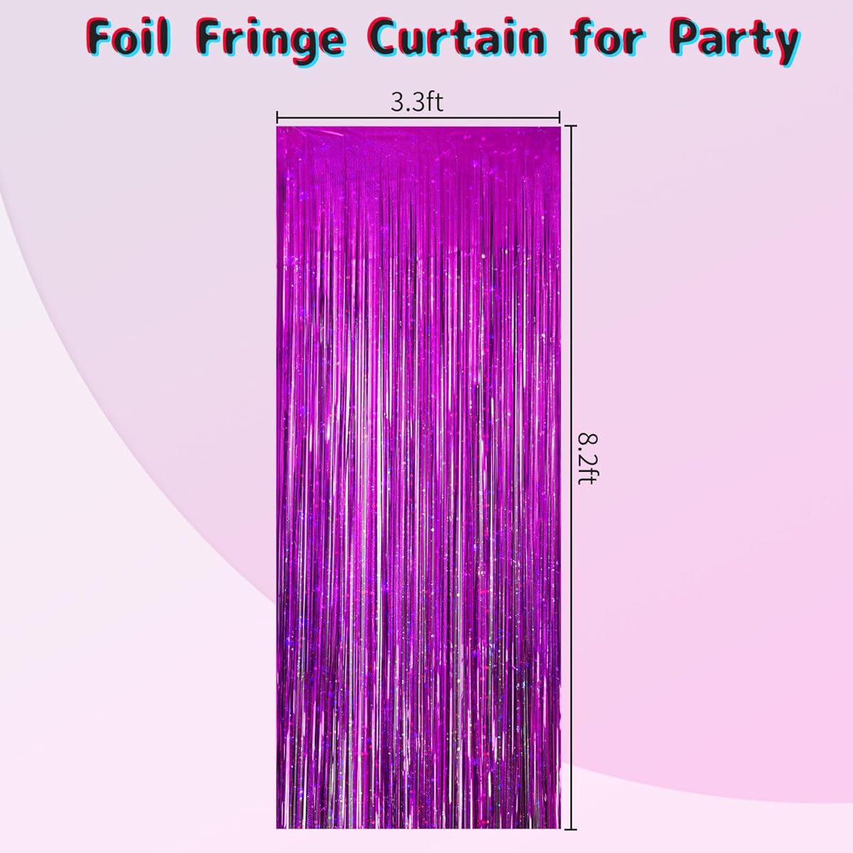 Merear Backdrop for Party Decorations, Foil Fringe Curtains Party Decor 8.2x3.3ft Tinsel Streamers Birthday Party Decorations Photo Fringe Background for Party Graduation Purple