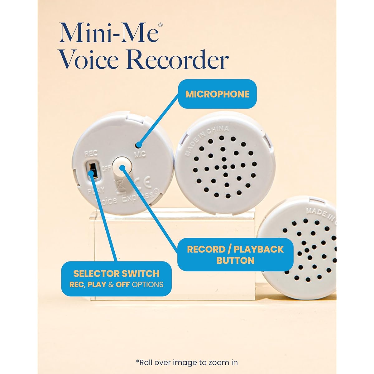 VoiceGift 20 Second Voice Recorder Record Custom Messages for Stuffed Animals/Teddy Bears/Baby Dolls/Pillows (2 Pack)