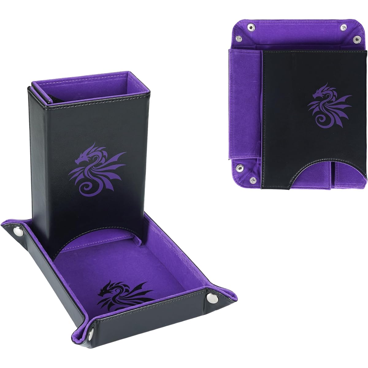 Dice Tower | Portable Game D&D Dice Tower with Tray and 5 Dice | Foldable Dice Rolling Tower for Travel | DND Dice Tower for RPG Board Games | Dice Tower Dungeons and Dragons