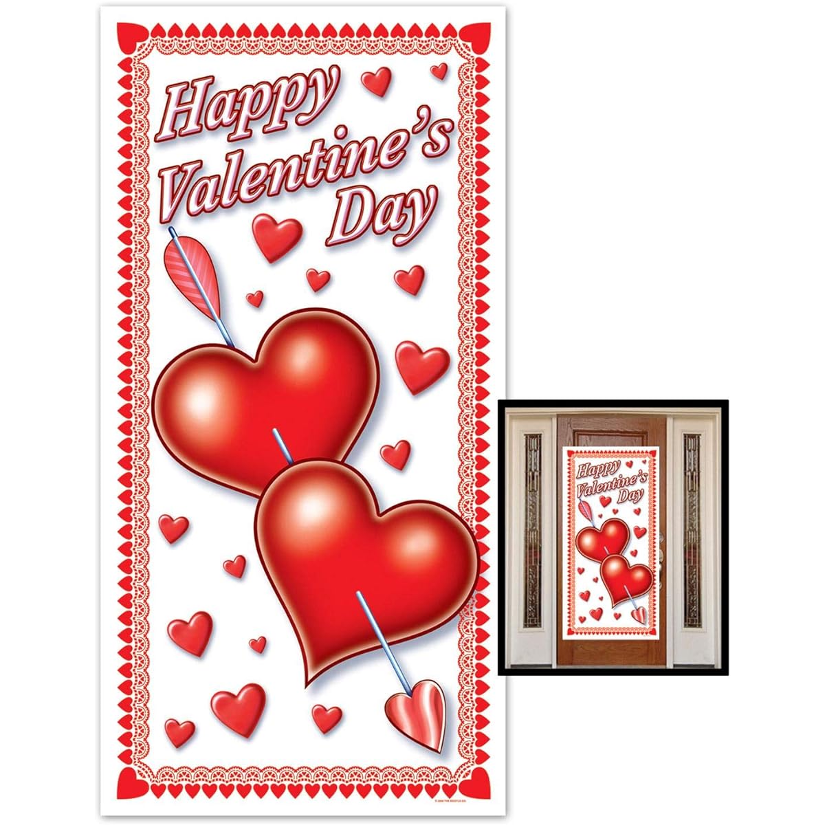 Beistle S70010AZ2 Happy Valentine's Day Door Cover 2 Piece 30" x 5' Red/White