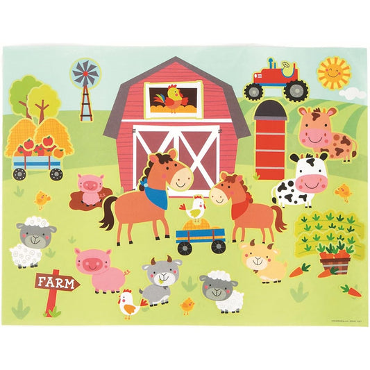 (1-Pack) - Make-a-farm Sticker Scenes - 12 Sticker Sheets - 12 Background Sheets (1-Pack)