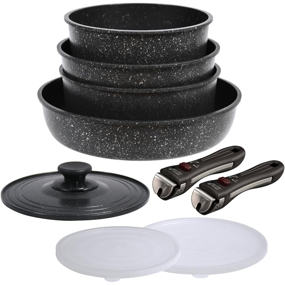 Wahei freiz Frying Pan Set Gold Marble Giorno Pot 18/20cm Frying Pan 20/26cm Detachable Handle IH Compatible Teflon Select Treatment GM-8954