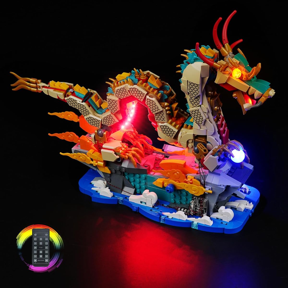 Rorliny Light Kit for Lego 80112 Auspicious Dragon Remote Control Lighting Set Lego-80112 Auspicious Dragon Building Set (Light Only, No Lego Set)