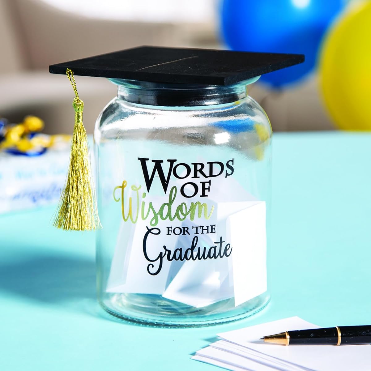 Fun Express Words of Wisdom Graduation Jar - Best Wishes Graduation Party Supplies and Decorations, Glass