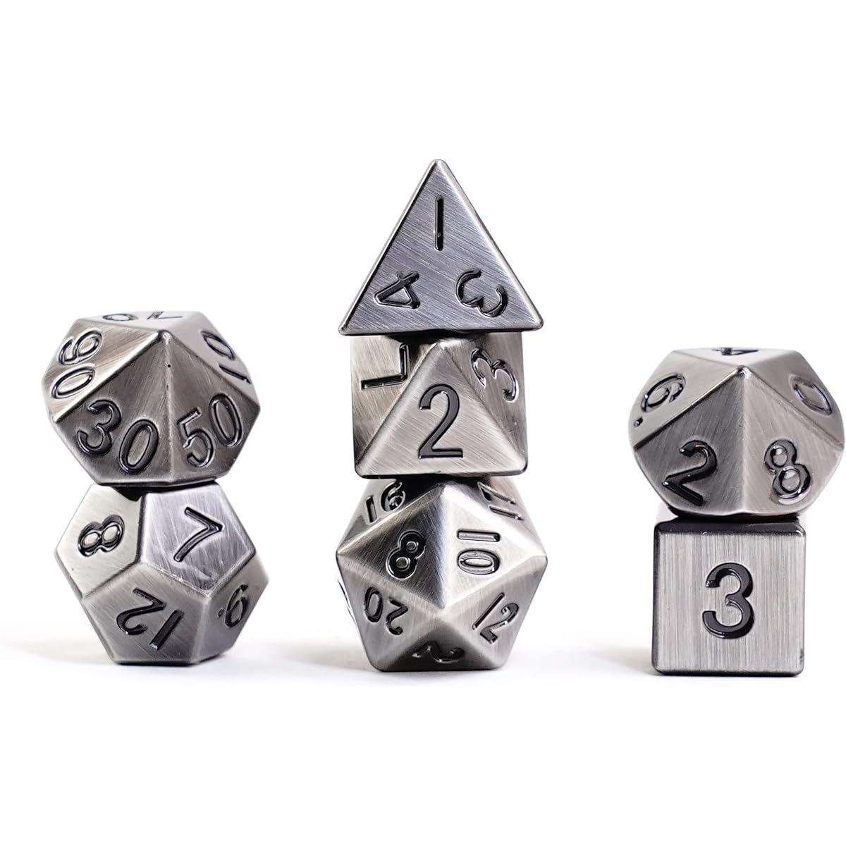 [Metallic Dice Game] Metallic Dice Games Metal Dice Polyhedral Set of 7 die Antique Silver LIC006 [Parallel import goods]