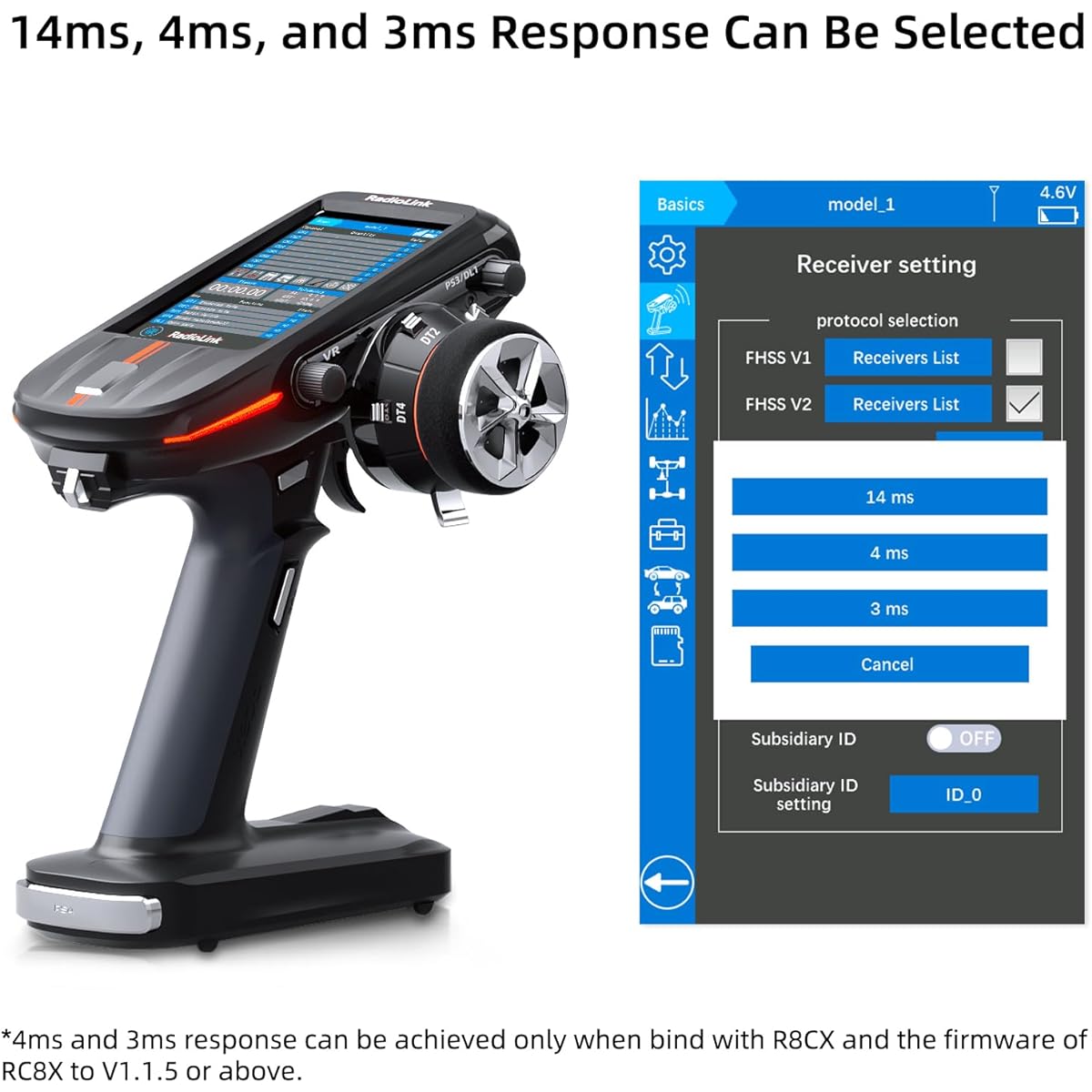 Radiolink 2.4Ghz R8FG V2.1 3ms Latency 8 Channel Gyro Receiver with Voltage Telemetry Waterproof RX for RC Crawler Car Boat Radio Controller RC8X/RC6GS V3/RC4GS V3/RC6GS V2/RC4GS V2/T8FB/T8S