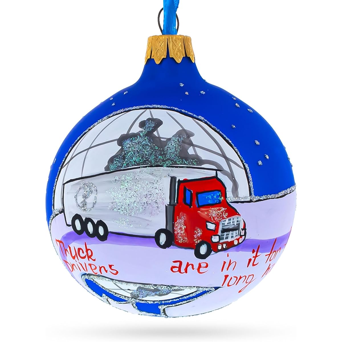 Trucker Glass Ball Christmas Ornament 3.25"