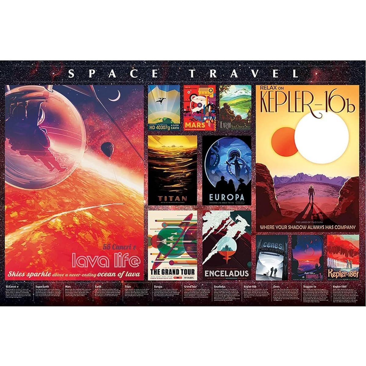 Cobble Hill Space Travel Poster 2000 Piece Jigsaw Puzzle