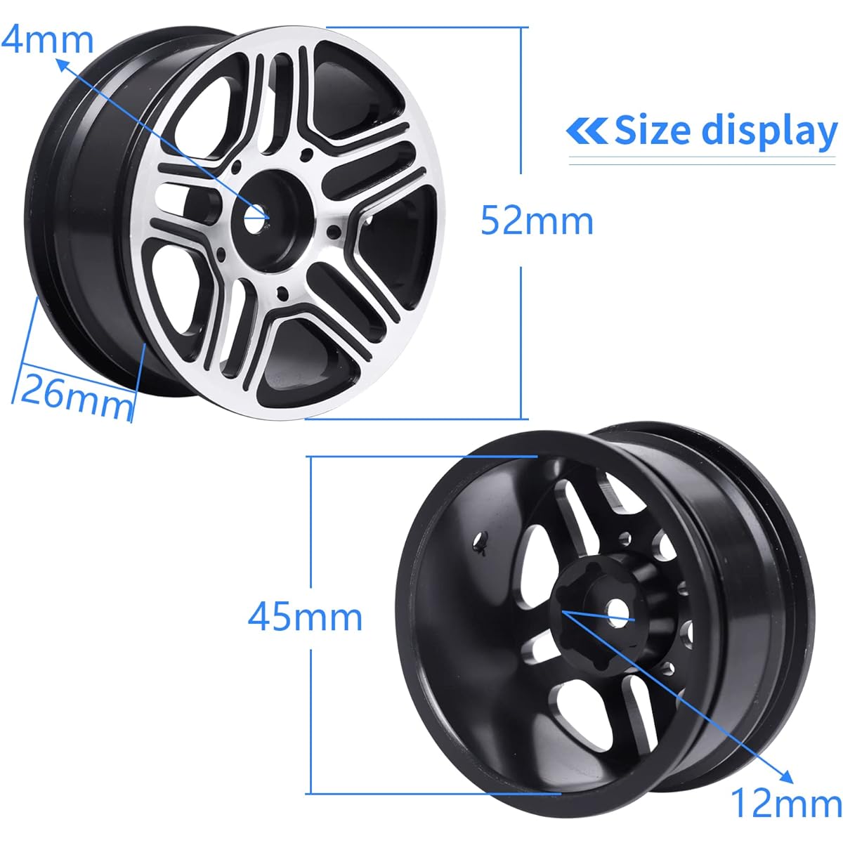 Aluminum Metal 12mm Hex 1/10 On-Road Wheels for RC Touring Car Tamiya TT02 TT01 Traxxas 4Tec 2.0 HSP Flying Fish 94123 Redcat EPX Drift Car 4pcs