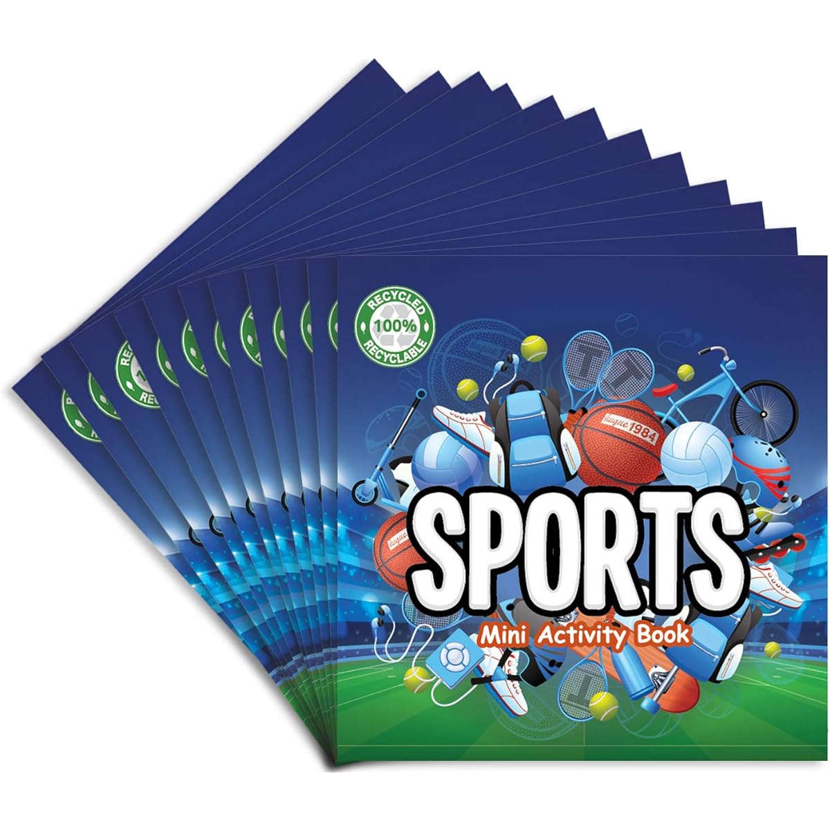 Sports Kids Party Favors Mini Activity Books for Football, Basketball, Soccer Sports Summer Party, 12 Pack, 4.75 x 4.75 Inch