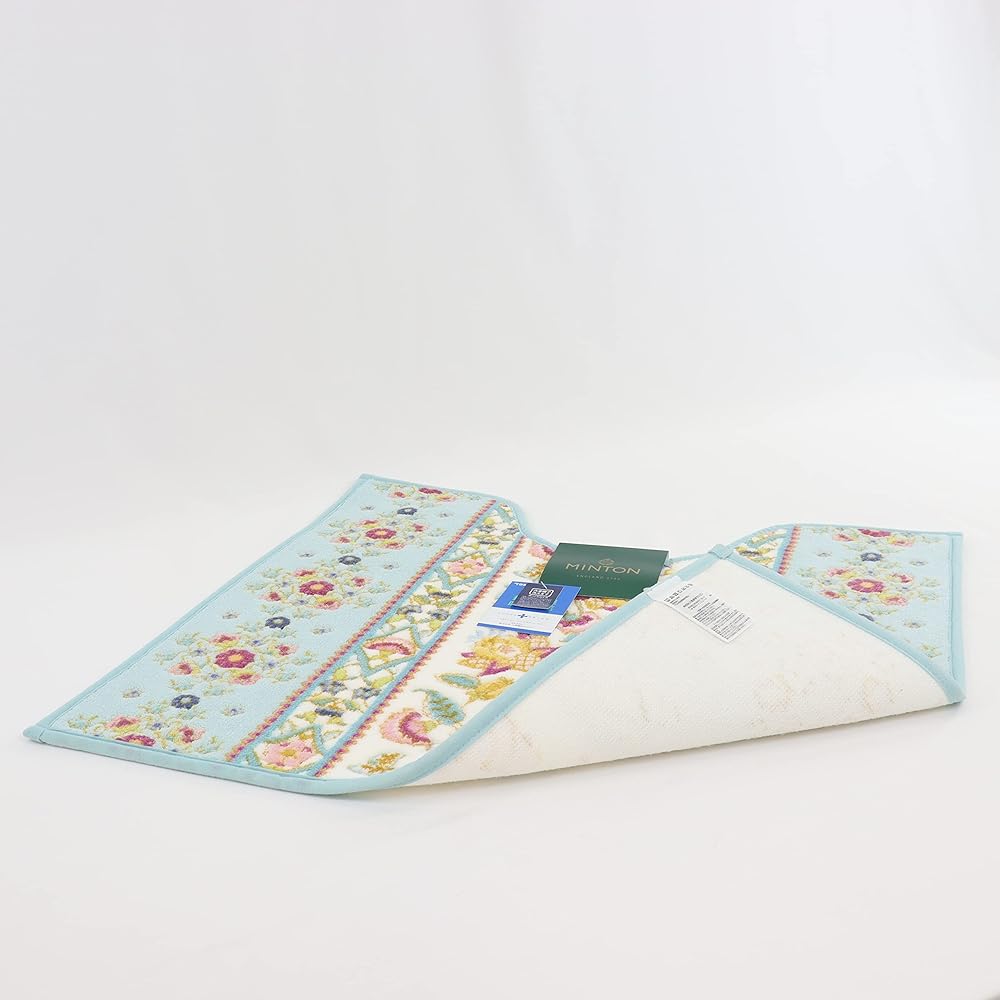 Kawashima Textile Cercon MINTON Tile Haddon Toilet Mat FT1290 B/Blue 941079 60X65cm