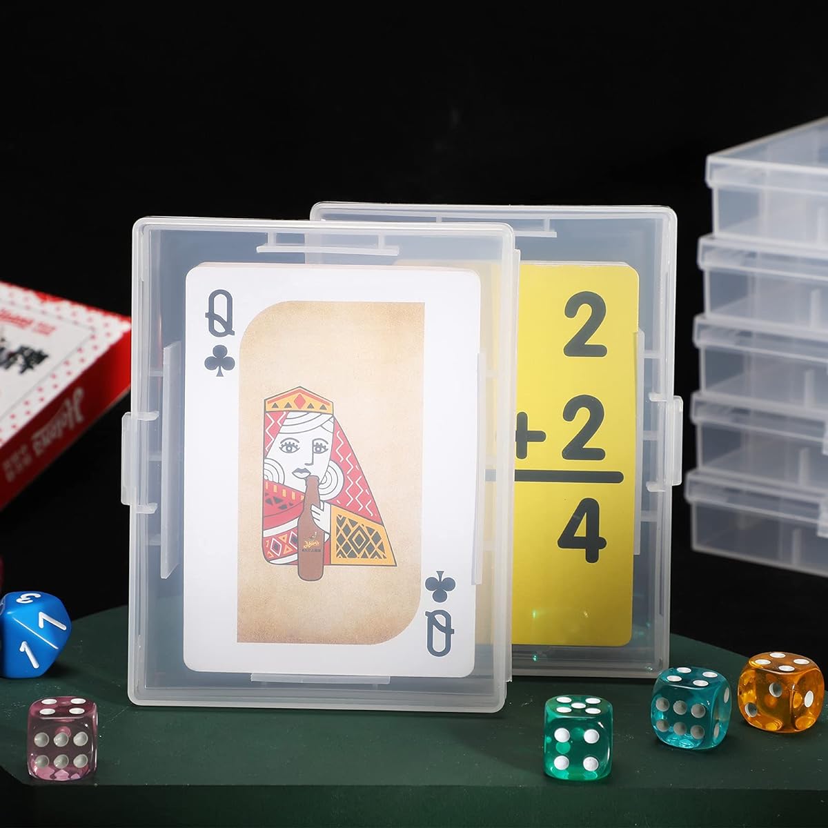 Playing Cards Deck Plastic Box Card Holder Organizer Empty Storage Box Clear Card Case Snap Closure for Game Cards (36)