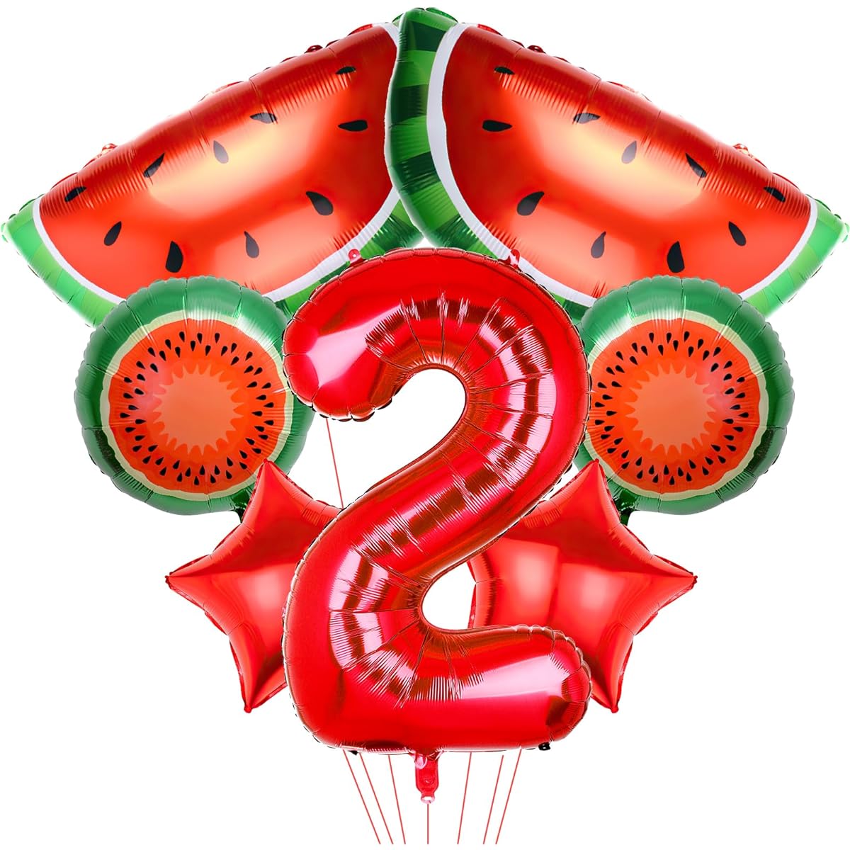 Watermelon Foil Balloons, Watermelon Mylar Balloons Cartoon Fruit Foil Balloons for Birthday Baby Shower Wedding Party Decoration Supplies 7pcs