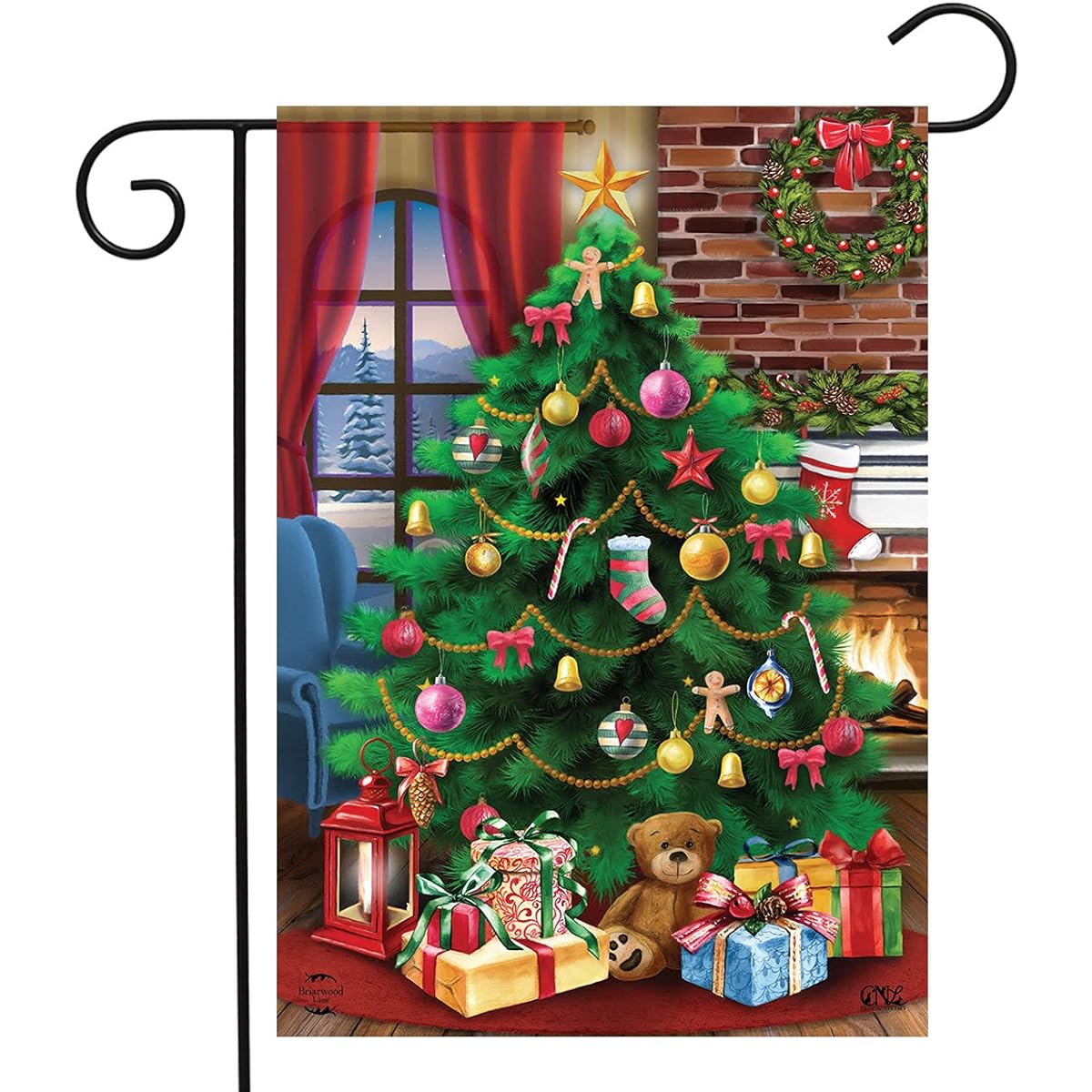 Decorative Tree Christmas Garden Flag Fireplace Present 12.5"x18" Briarwood Lane