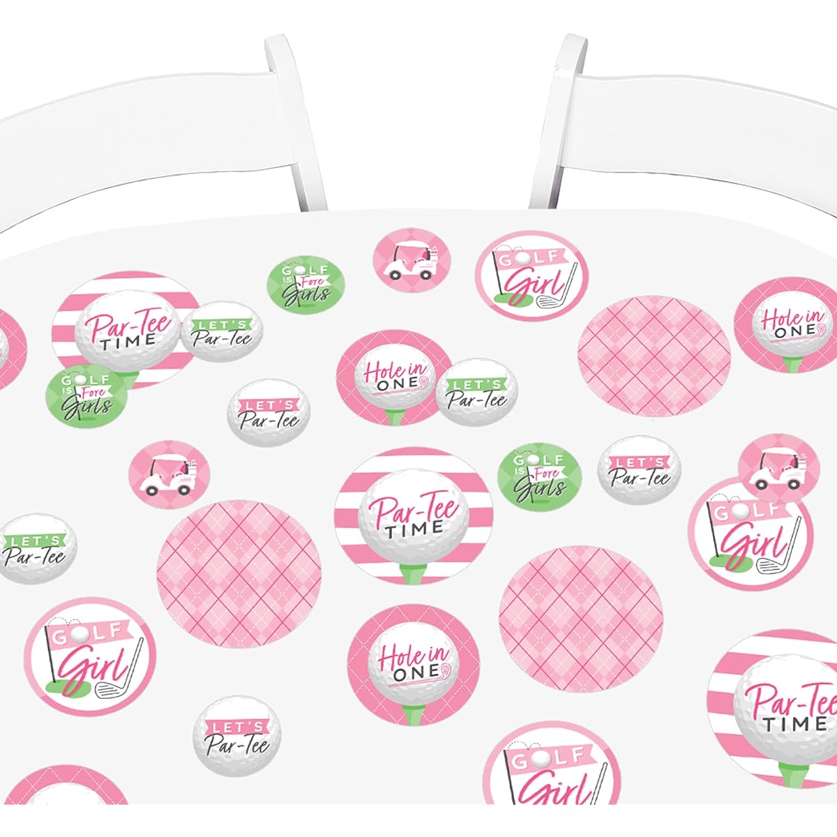 Big Dot of Happiness Golf Girl Pink Birthday Party Baby Shower Giant Circle Confetti Party Decorations Large Confetti 27 Sheets