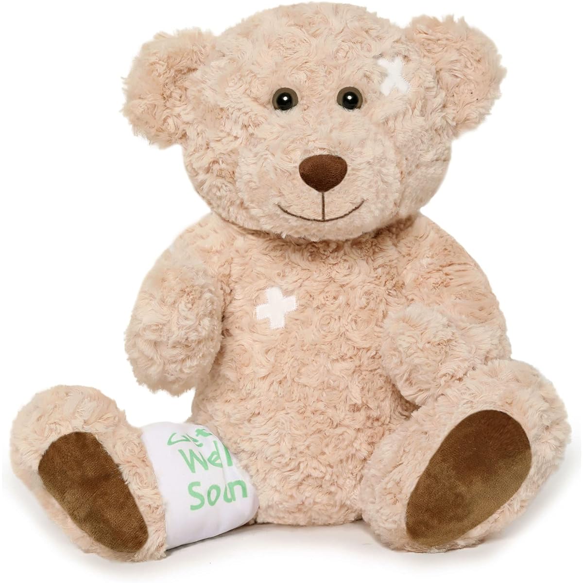 Muiteiur Get Well Soon Teddy Bear Plush Toy for Get Well Gifts for Kids and Adults, Post-Surgery, Broken Leg Teddy Bear, Feel Better Bear, Brown