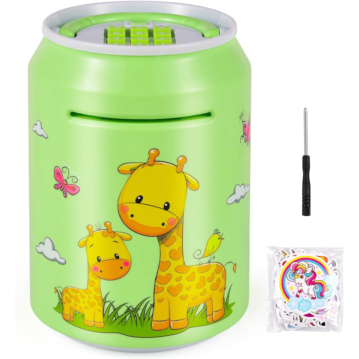 Piggy Bank Electronic Money Bank Large Cash Coin Bank Password Fingerprint Protection Money Saving Box Practical Gift for Birthday Children's Day Christmas (Green)