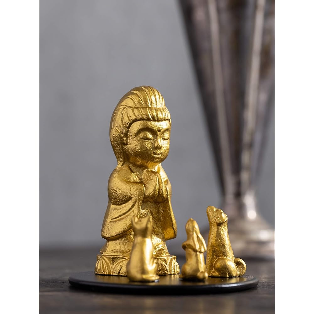 Buddha Statue Pet Mini Kannon Bodhisattva 5.8cm (Gold) _"Animal Protection/Pet Memorial Service" Takaoka Copperware (P Kannon/XS)