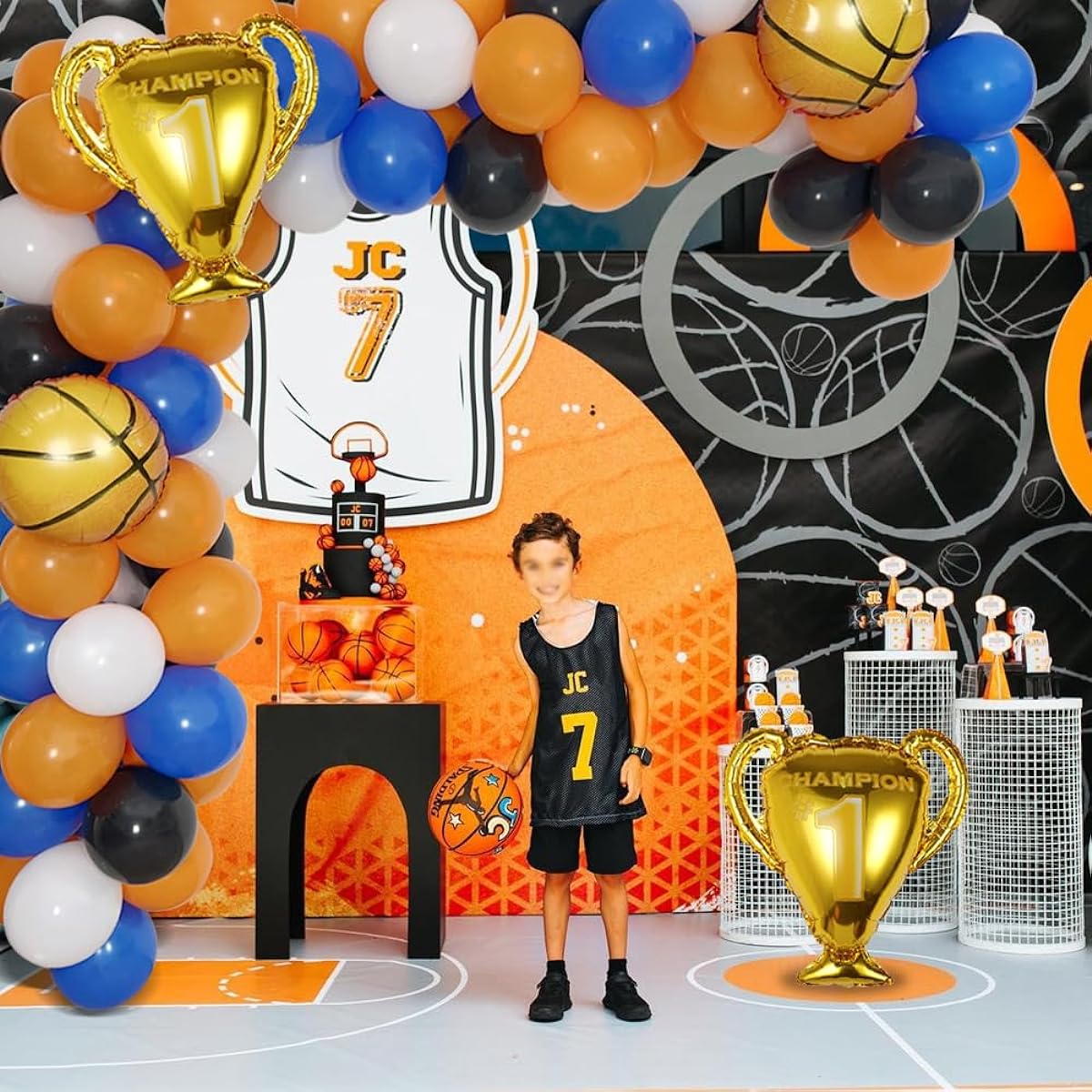 Basketball Balloons Arch Kit 88pcs Basketball Theme Birthday Party Decorations Orange Black Blue Latex Balloons Basketball Foil Balloons for Kids Boys Birthday Party Baby Shower