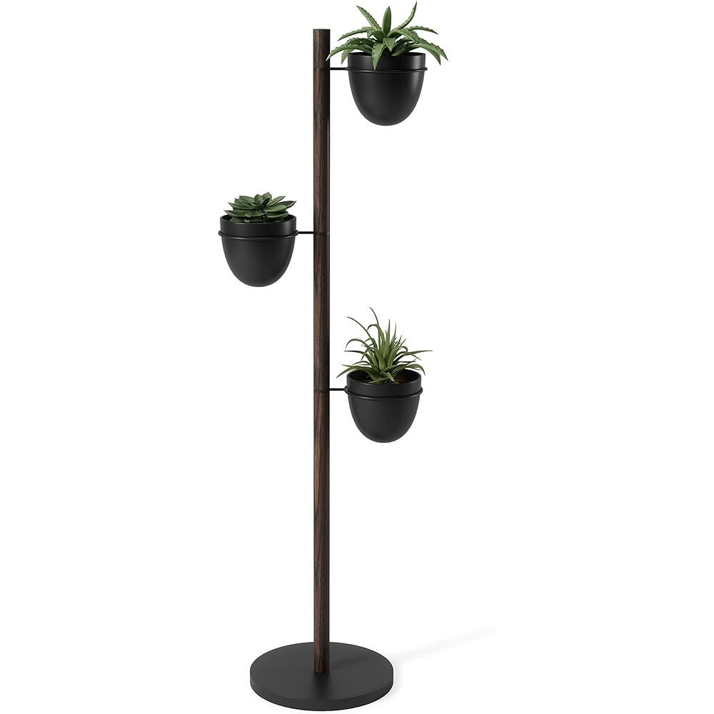 umbra Planter Freestanding Flory Stand Planter Stand Wooden Gardening Plant Interior Stylish Potted Simple Indoor Plant Ornamental Plant 21013880048 Black x Walnut