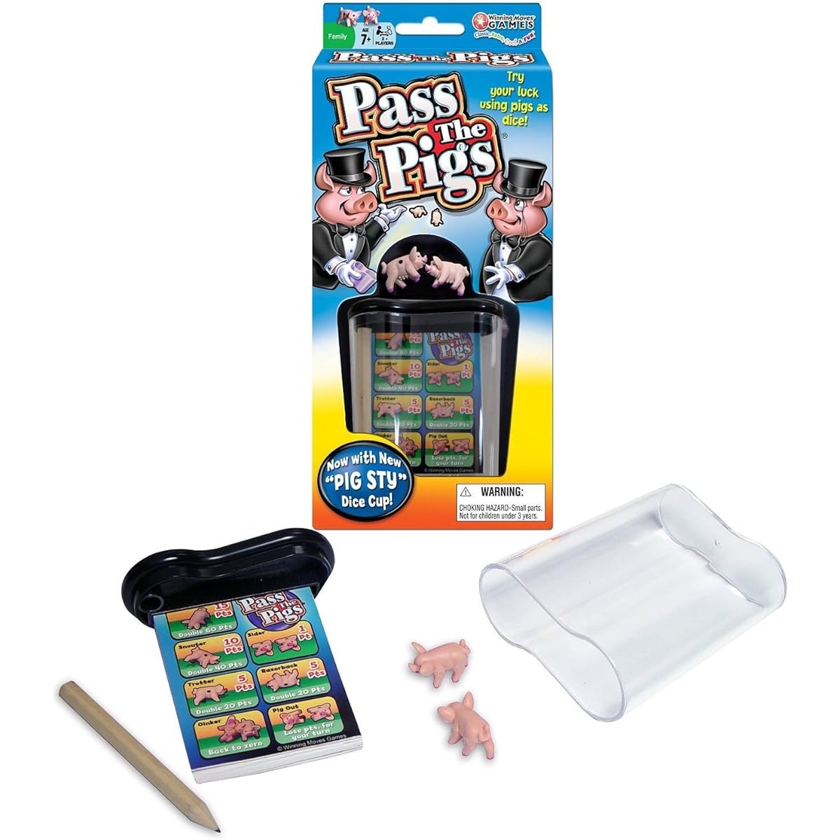 Big Game Toys - Classic Pass The Pigs Party Game Pig Sty Dice Cup Card Case