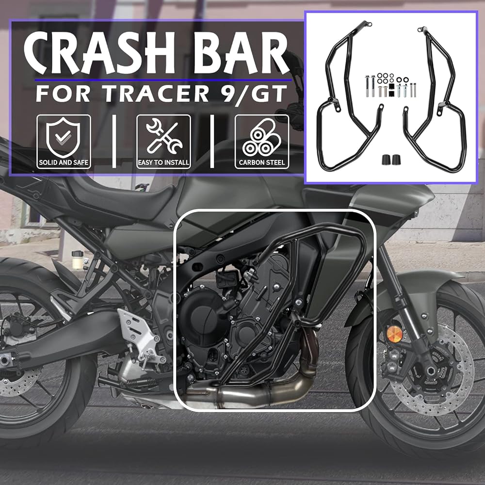 Suitable for Y.amaha TRACER 9 Tracer9 GT 2021 2022 2023, Motorcycle Highway Crash Bar Stunt Cage Bar Engine Guard Bumper Side Frame Slider Gas Tank Fall Prevention Device Steel Modified Parts 21-23