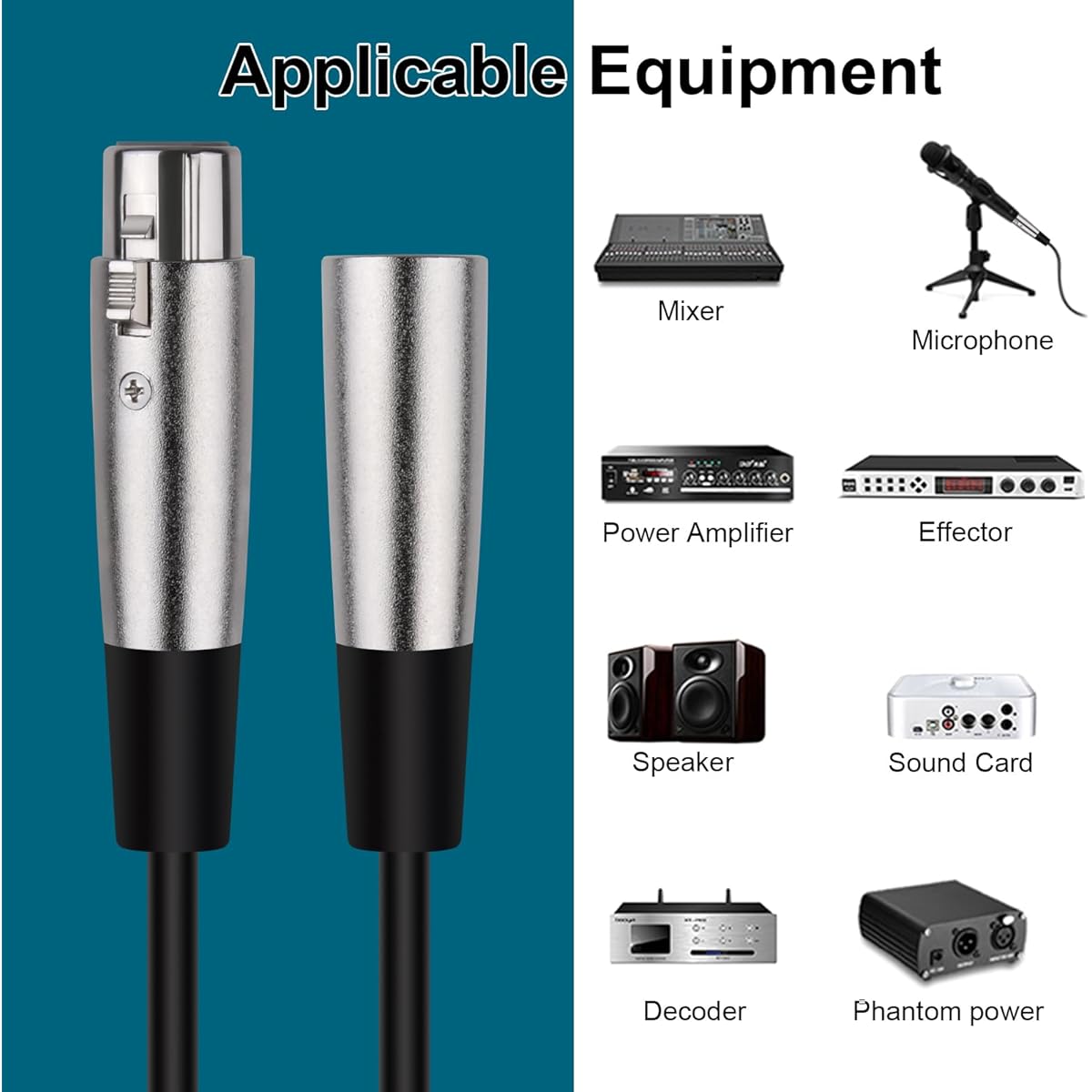 SSS/GRGB XLR Cable XLR Microphone Cable (3.3ft 6 Pack) Oxygen Free Copper 3 Pin XLR Speaker Cable Male to Female Balanced Microphone Cable Microphone Compatible DMX Stage Light Mixing Console