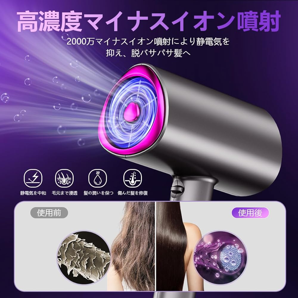Oelihuor Hair Dryer, Large Air Volume, Quick Drying, 1400W [2024 New Arrival] Hair Dryer, 3 Levels Adjustable, Hot/Cold Air Switching, 57°C Constant Temperature