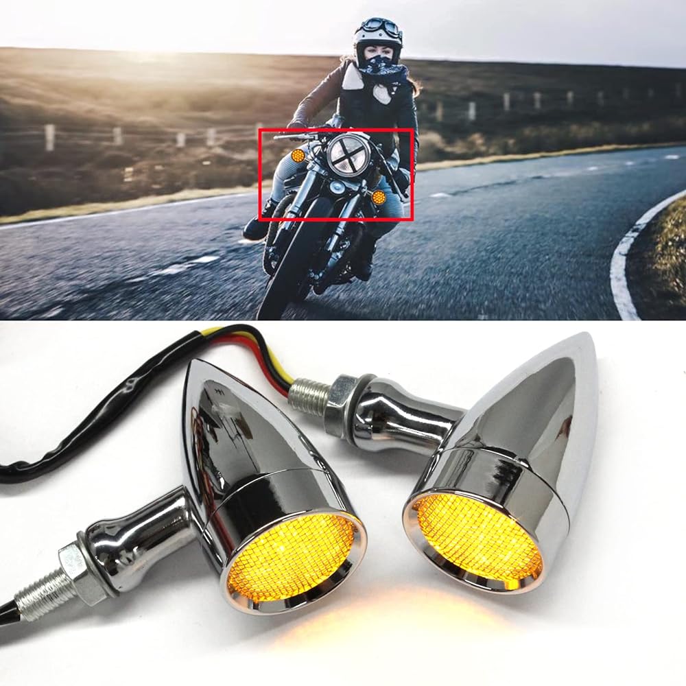 DREAMIZER LED Motorcycle Amber Red Front Rear Brake Turn Signal Light Turn Signal Driving Tail Light Compatible with Sportster 883 Street Bike Dirt Bike Cruiser and Chopper