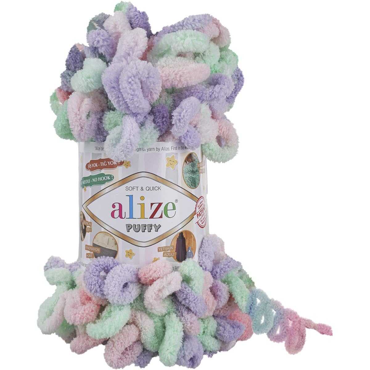 Alize Fluffy Color Yarn Baby Blanket Yarn 5-Pack 500g 50 Yards 100% Micro Polyester Soft Yarn Baby Blanket Yarn Hand Knitting Yarn Super Chunky Bulky Woven Worested Yarn (5938)