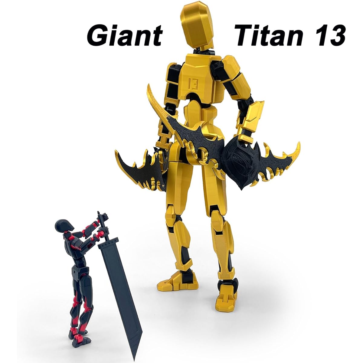 [Assembled] 3D Printed Action Figure T13 Robot Action Figure T13 Collectible Movable Figure Desktop Decoration (Giant Golden)