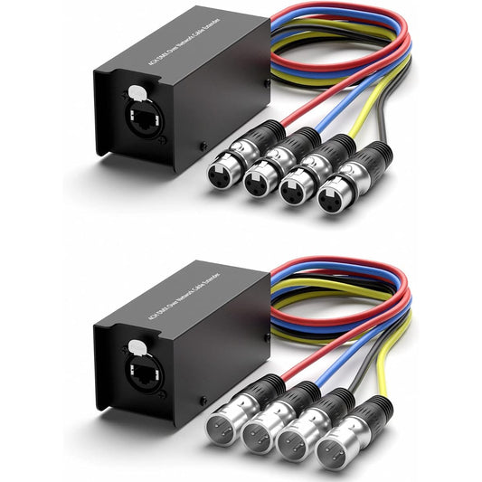 Wrugste 3.3ft 4 Channel 3 Pin XLR Extender Multi-Network Snake Receiver Live Stage Home Studio Recording XLR AES DMX Channel RJ45 Cat5/Cat6 Ethernet Cable (1 Male + 1 Female)