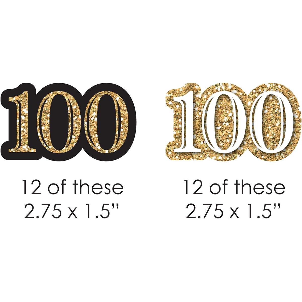 Big Dot of Happiness Adult 100th Birthday - Gold - DIY Shaped Birthday Party Cutouts - 24 Pieces