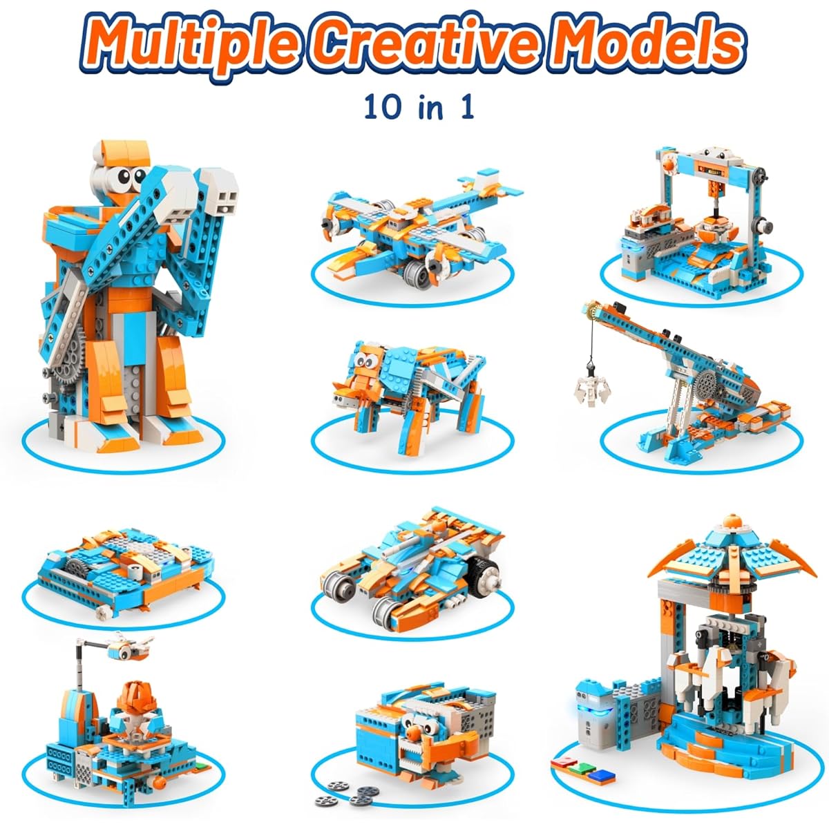 Apitor Robot Building Toy for Kids, 10 in 1 Programmable Remote Control Robot with Powerful Motors & LED Lights, STEM Toys, Coding Toys for Kids, Robot Toys for Kids, Kids Gifts for Boys and Girls, Ages 7+