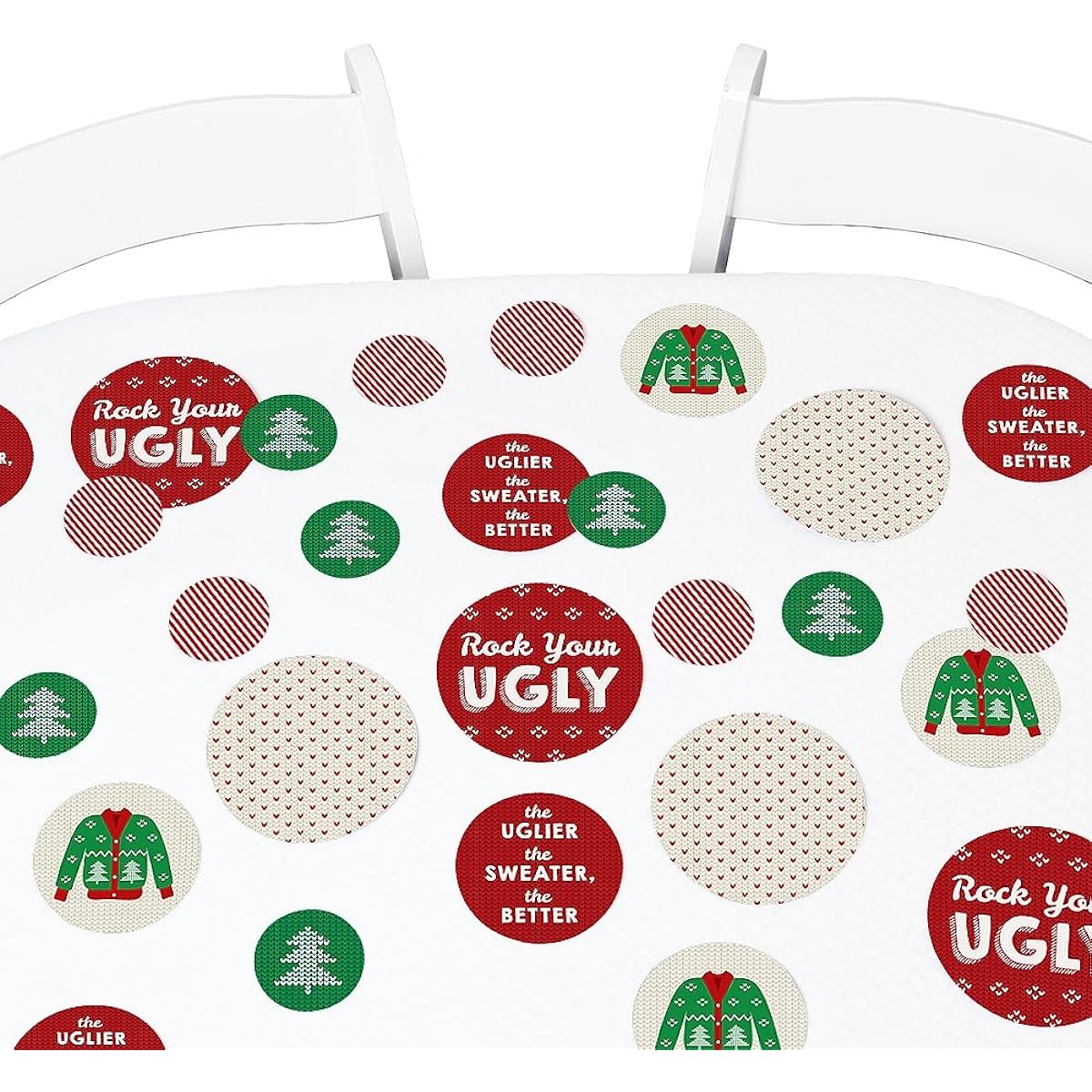Big Dot of Happiness Ugly Sweater - Christmas Party Giant Circle Confetti - Holiday Party Decorations - 27 Large Confetti