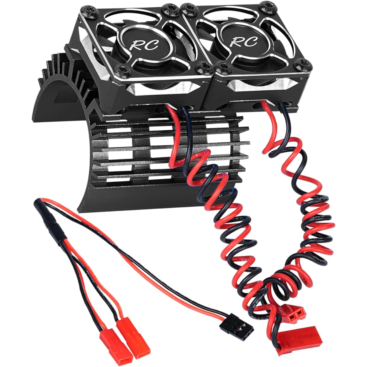 RcarmumbWow RC Motor Heatsink with Cooling Fan Upgrade Parts for 1/8 Scale RC Car 30mm Cooling Fan Heatsink 40mm Mount for 4068 4274 Brushless Motor Black