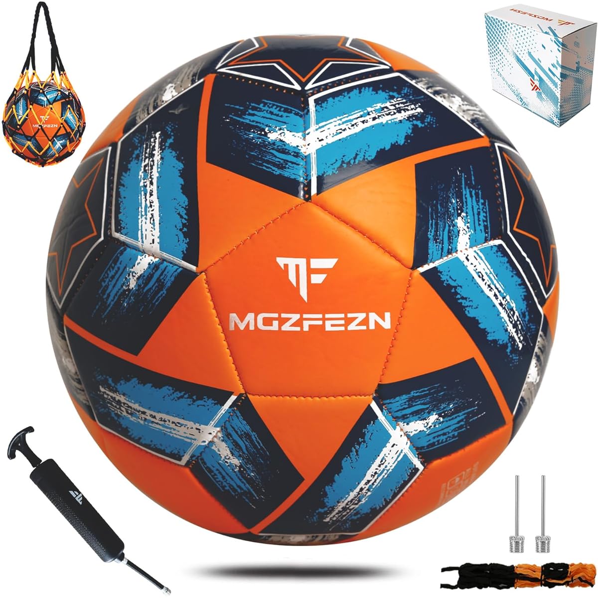 MGZFEZN Soccer Ball for Kids Size 3 Youth Soccer Ball for 5 6 7 8 9 10 Years Old Toddlers Kids Boys Indoor Outdoor 1 Pump 1 Net Bag Gift Box Included