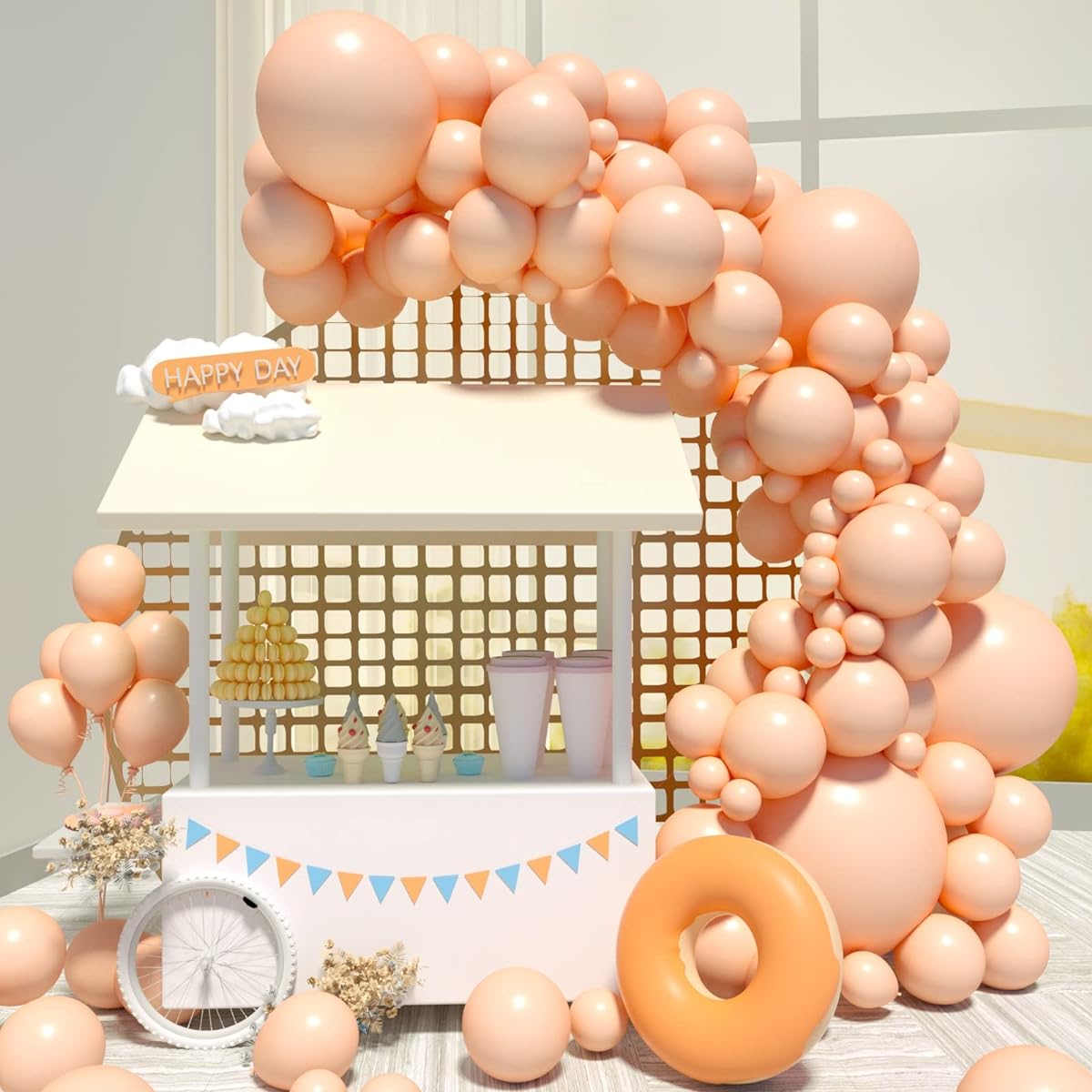 CACOLULU Pastel Orange Balloon Garland - 100 Pack 18+12+5 Inch Light Orange Balloons Different Size Orange Balloon Arch Kit Balloons Little Cutie/Little Pumpkin Baby Shower Decorations