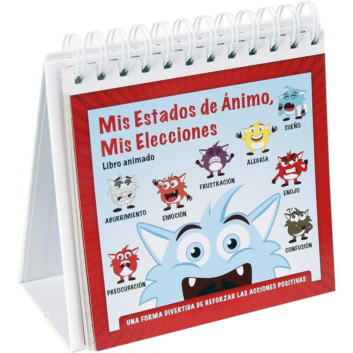 The Original Mood Flip Book for Kids - 20 Moods/Emotions for Autism, ADHD, Laminated Pages to Help Kids Identify Feelings and Make Positive Choices (Spanish Monster Flip Book)