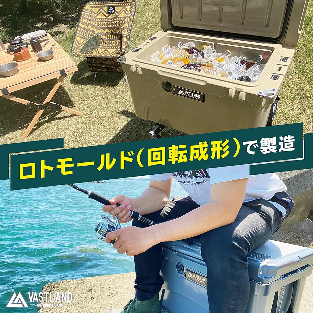 VASTLAND Tough Cooler Box T-shaped Hook Type Roto Mold Manufacturing Drain Stopper Bottle Opener Included