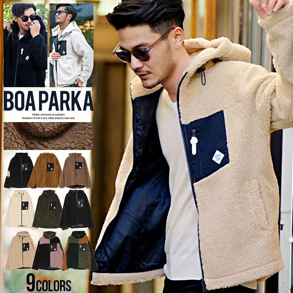 [Cavalier] Men's Unisex Boa Parka Blouson Zip Up Hood Fluffy Switch CABD19-02