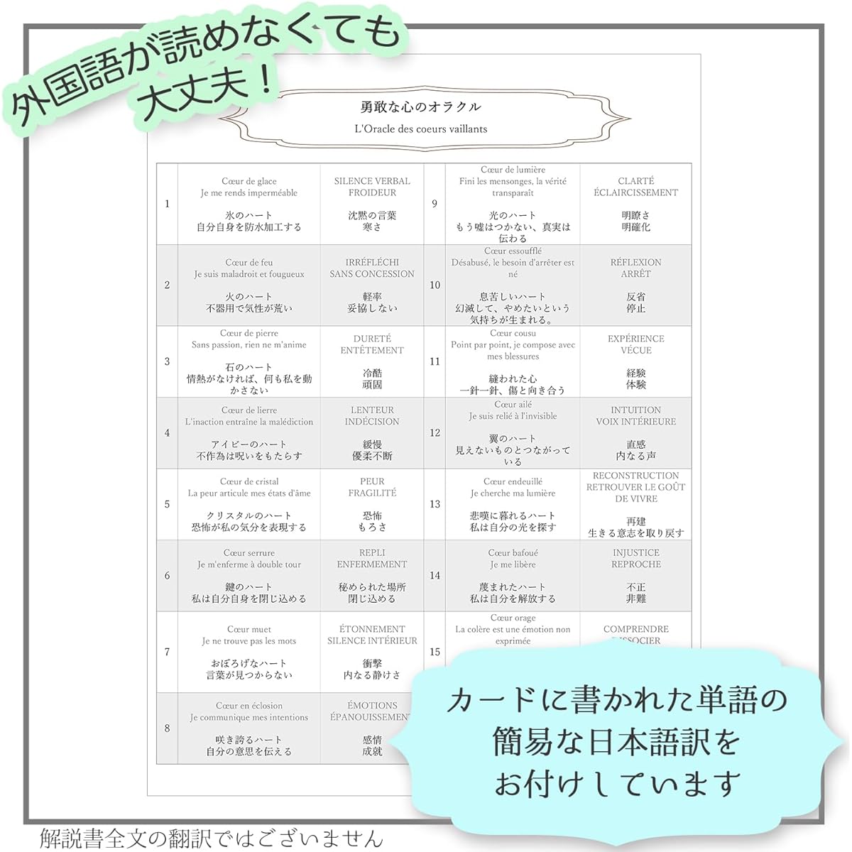 [Genuine product] Oracle of the Brave Heart [With Japanese list of oracle card meanings] Tarot fortune telling