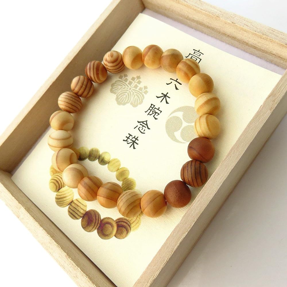 [GOLD STONE] Mt. Koya Riku Bracelet 9mm Wooden Box Included World Heritage Prayer Beads Natural Stone Power Stone