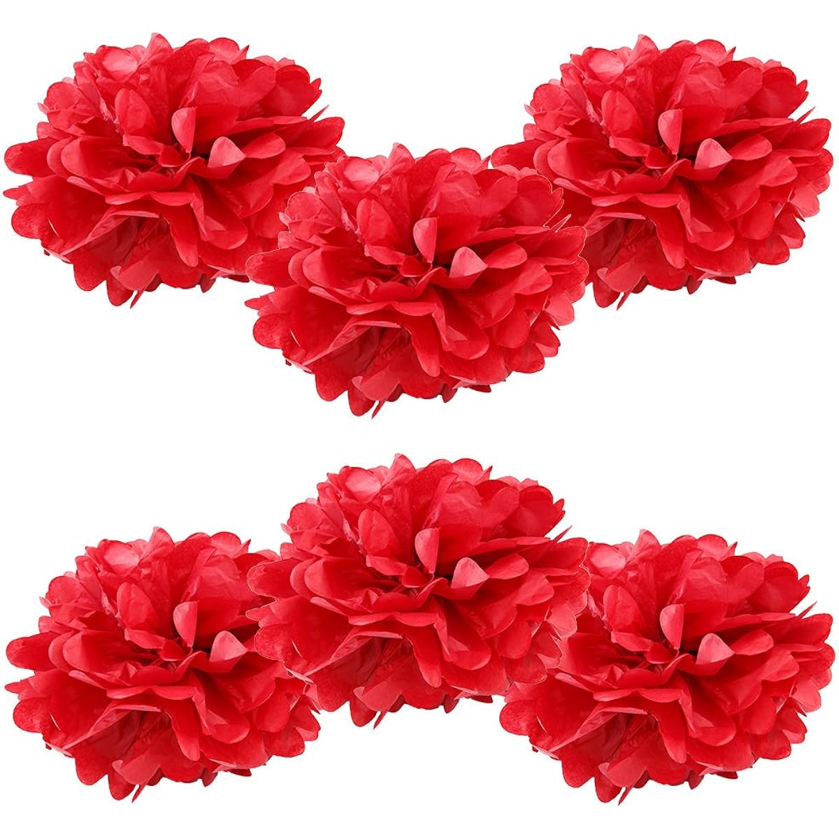 WYZworks 6 Piece Tissue Pom Poms Set for Wedding/Birthday Party/Bridal/Baby Shower/Nursery Decorations Party Decorations (10 inches) HMM-POMPOMS2-10-RED-6PK