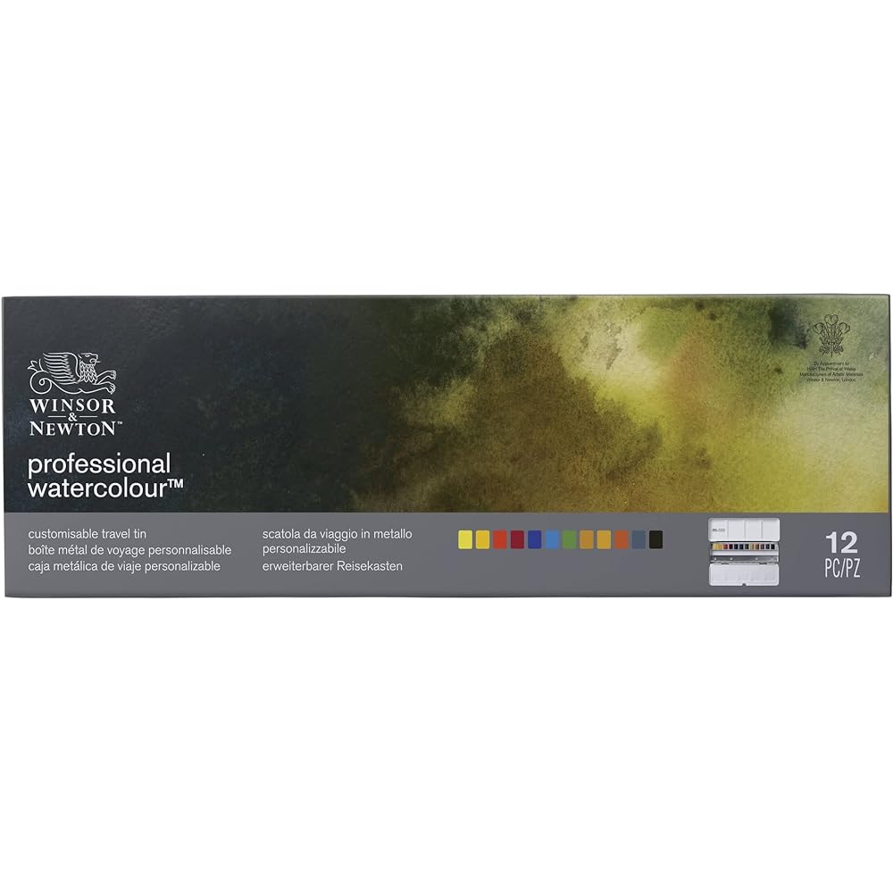 Winsor & Newton Winsor & Newton Artist Water Color Half Pan 12 Color Set Black Box Set