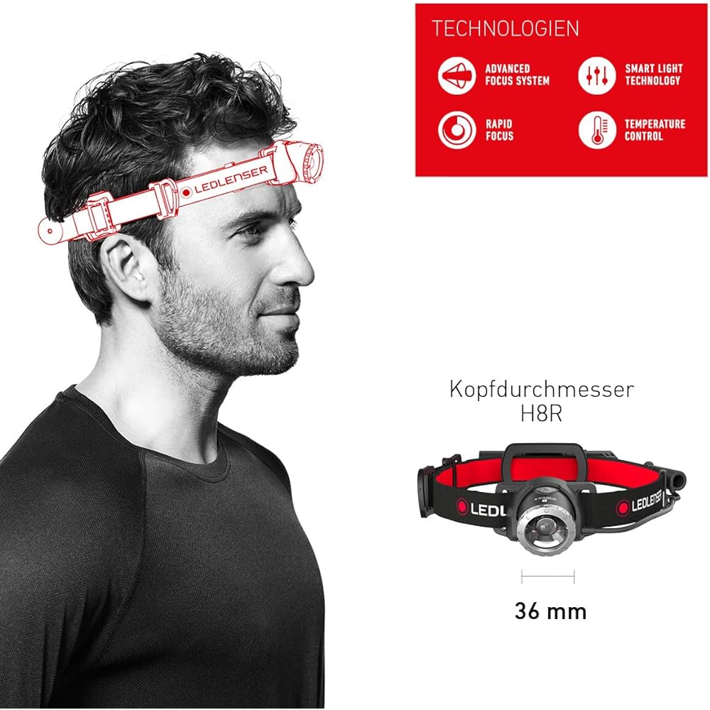 Ledlenser (Red Lenser) Waterproof H8R LED Headlight USB Rechargeable [Genuine Japanese Product]