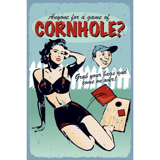 Poster Foundry Anyone for A Game of Cornhole College Retro Humor Funny 24x36 inches 511761