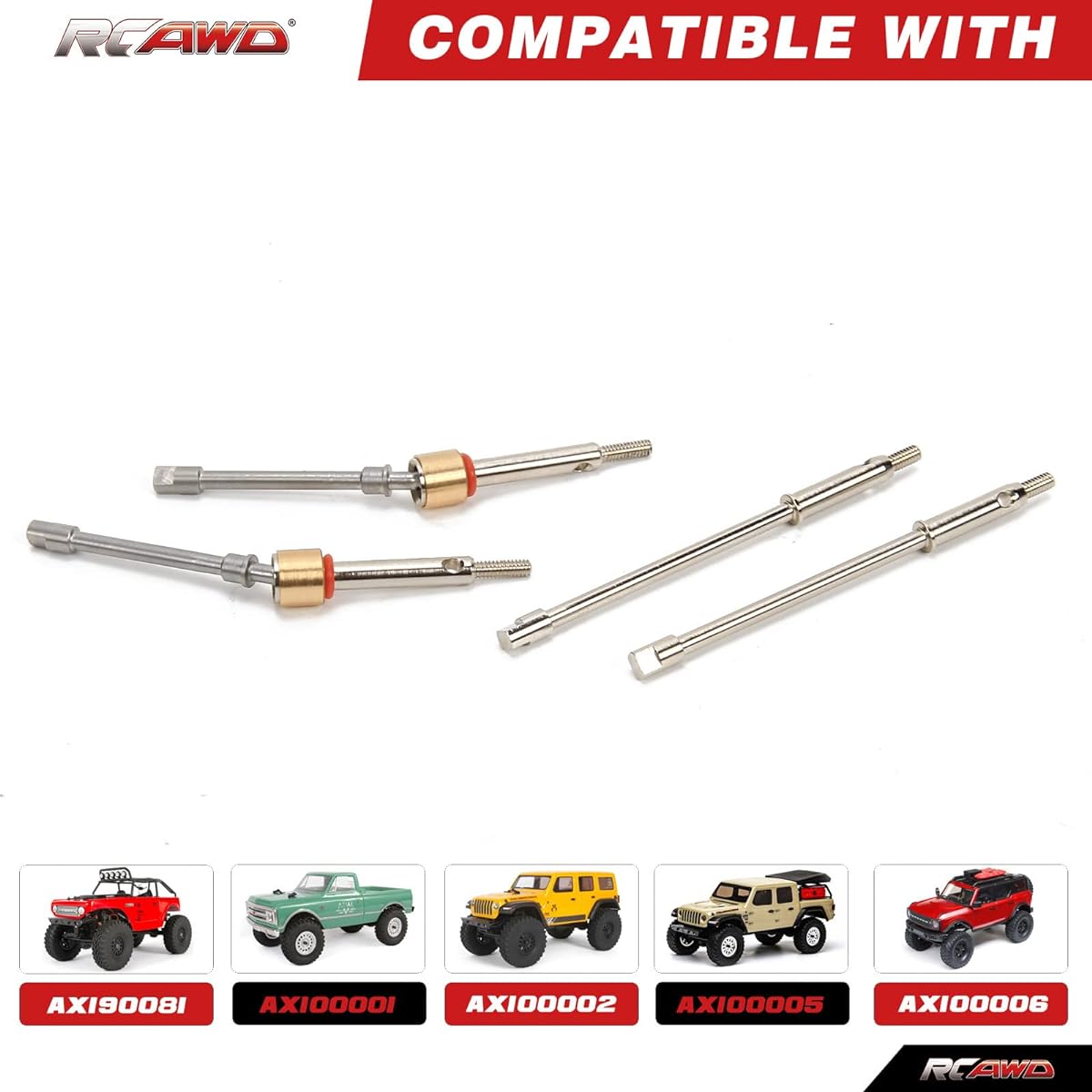 RCAWD SCX24 Long CVD Drive Shaft Set +4mm Axial 1/24 SCX24 Drive Shaft Upgrade Parts